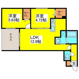 北海道札幌市東区北二十四条東16丁目【マンション】の間取り
