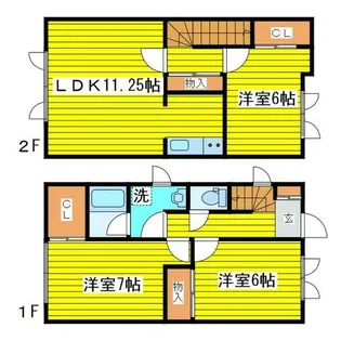 北海道札幌市東区北二十二条東23丁目【テラスハウス】の間取り