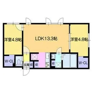2LDKの間取り画像