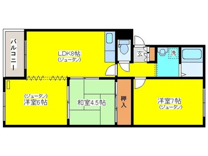北海道札幌市東区北二十五条東20丁目【マンション】の間取り