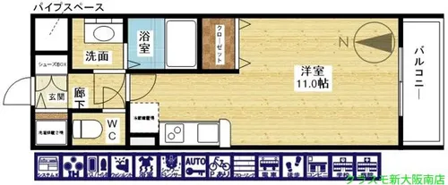 ノルデンタワー新大阪アネックス【2階】の間取り