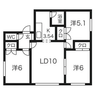 北海道札幌市白石区北郷一条7丁目【アパート】の間取り