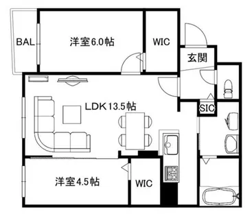ブランシャールALAIN平岸【1階】の間取り