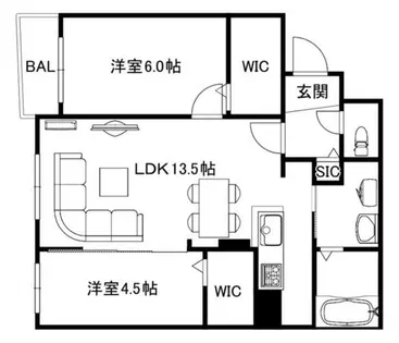 ブランシャールALAIN平岸【1階】の間取り