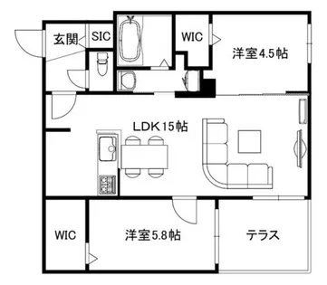 ブランシャールALAIN平岸【1階】の間取り