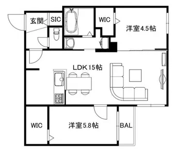 ブランシャールALAIN平岸【2階】の間取り