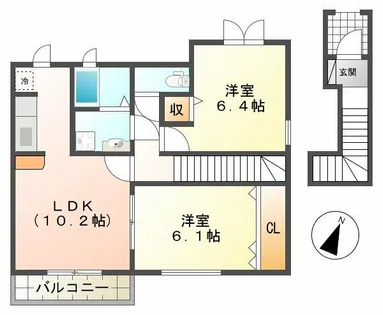 フリーデンハオス弐番館【2階】の間取り