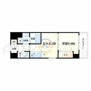 ライブガーデン江坂Ⅸ【2階】の間取り