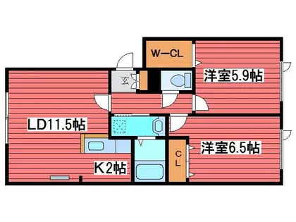 SGハイツ月寒【1階】の間取り