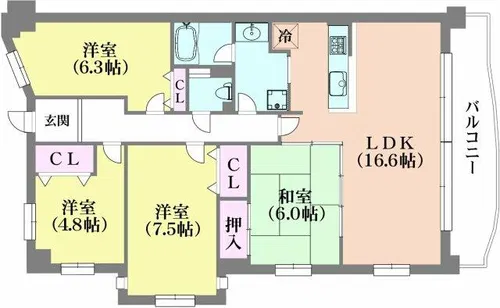ルモングレース北鈴蘭台【1階】の間取り