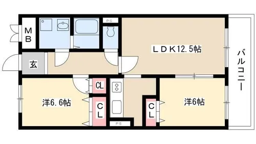 グレイスカーサ【105号室】の間取り