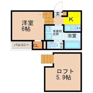 ハーモニーテラス松園【201号室】の間取り