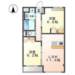 エルヴィータ長岡【1階】の間取り