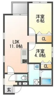 ヴェルメゾン尼崎西難波町B棟【101号室】の間取り