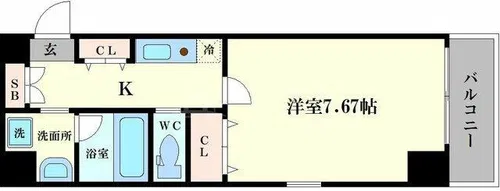 プレジール靭公園【8階】の間取り