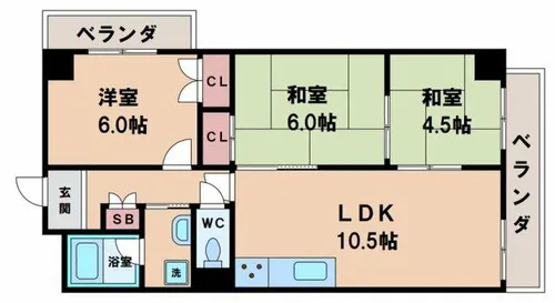 エクセル・ドメイン南田辺【2階】の間取り