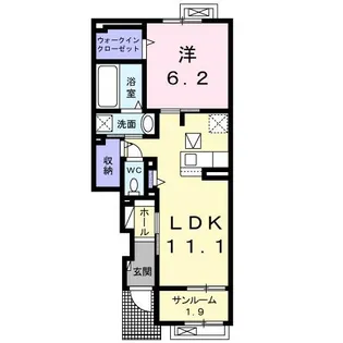 プラシード緑町ⅢB【1階】の間取り