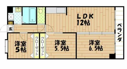 コーラルハイツ平野【9階】の間取り