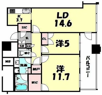 クラッシィタワー淀屋橋【33階】の間取り