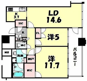 クラッシィタワー淀屋橋【33階】の間取り