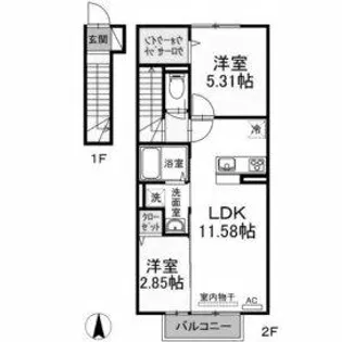 パープルシャイン蒲生【2階】の間取り