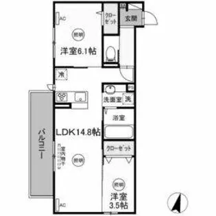 セレーノ ヴィラ城野【2階】の間取り