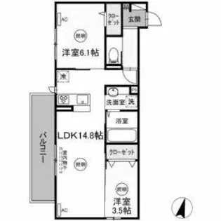 セレーノ・ヴィラ城野【2階】の間取り