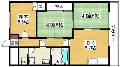 ウエストハイツP1【303号室】の間取り