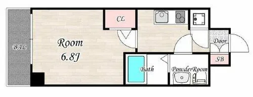 ラシュレエグゼ難波西【6階】の間取り
