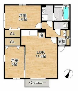 大阪府箕面市如意谷1丁目【アパート】の間取り