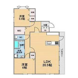 フェリッツ上甲子園【2階】の間取り