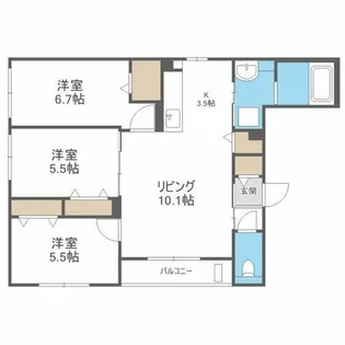 グランメール スカイ プレミアム札幌【201号室】の間取り