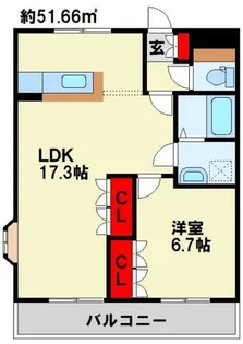 グローリアス行橋Ⅱ【203号室】の間取り