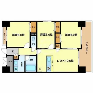 ベリー海老江【10階】の間取り