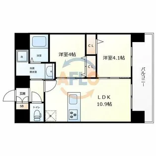 プレサンス天王寺ヴィヴァン【9階】の間取り