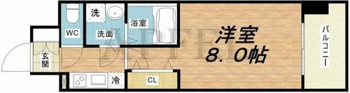 ワールドアイ難波南PORTA【13階】の間取り