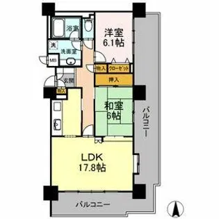 ロイヤルシャトー白壁【9階】の間取り