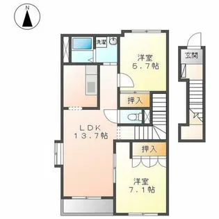 グランベル【206号室】の間取り