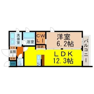 キューブ黄金【2階】の間取り