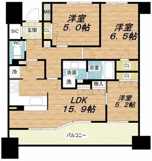 カスタリア上町台【13階】の間取り