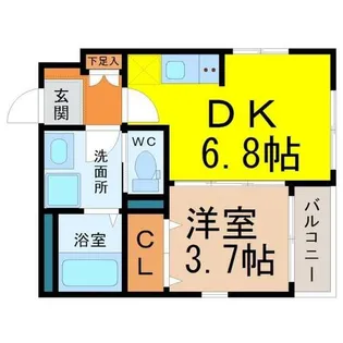 ハーモニーテラス長戸【1階】の間取り