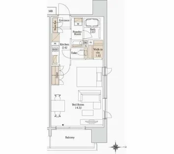 パークアクシス大阪新町【13階】の間取り