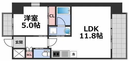 プレジオ八戸ノ里【2階】の間取り