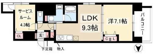 プレサンス丸の内フォート【9階】の間取り