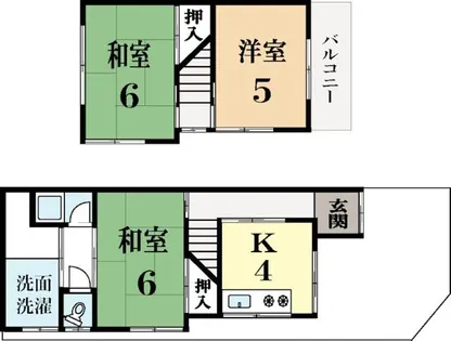 京都府城陽市富野北垣内【タウンハウス】の間取り