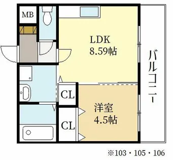 京都府城陽市寺田北東西【アパート】の間取り