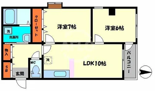 難波パークハウス【6階】の間取り