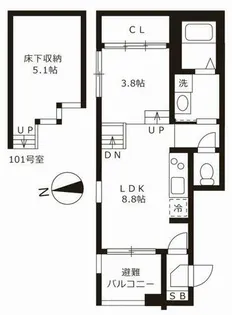 ハーモニーテラス愛知町Ⅱ【101号室】の間取り