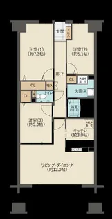 ソーラスフロント富船 南館【9階】の間取り