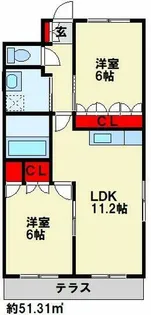 アンジュ・フォンティーヌ【101号室】の間取り
